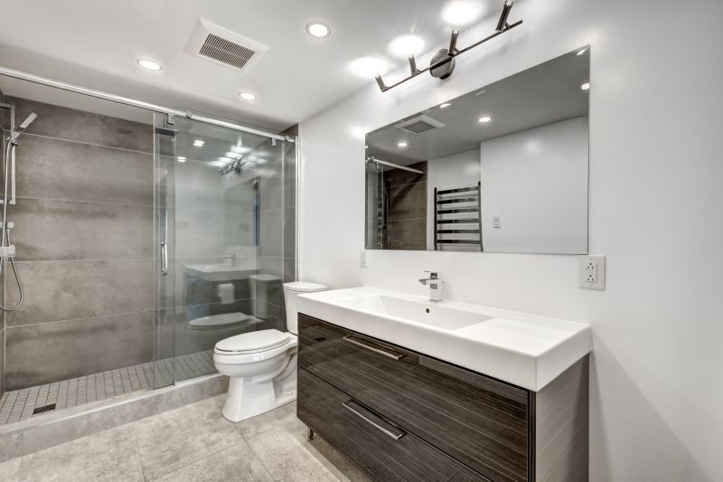 Contemporary Bathroom with Floating Vanities